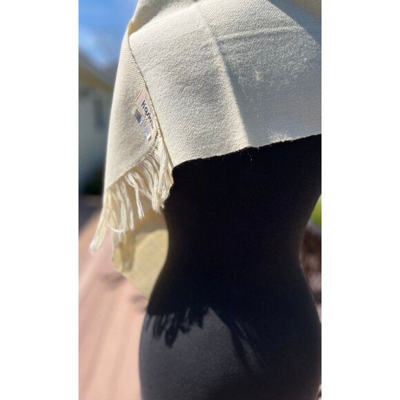 Vtg 1970’s Les Tissages Kasimir Scarf Beige 100% Laine/Wool Hand Written Label - Picture 3 of 9